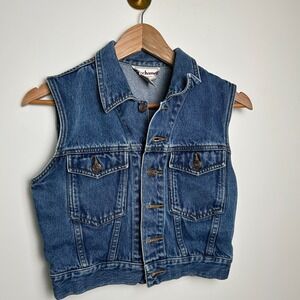Vintage‎ Denim Vest Bechamel Women Small Buttons